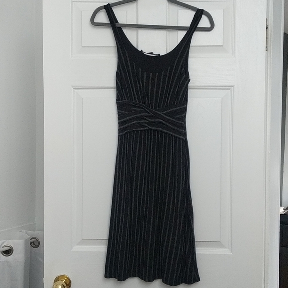 Black and grey pinstripe fit and flare dress. - Picture 1 of 3
